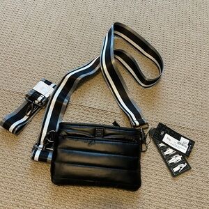 THINK ROYLN Quilted Crossbody Bag with Striped Strap
